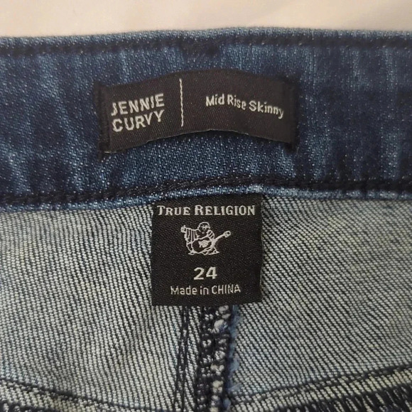 True Religion Jennie Mid Rise Curvy Skinny Jean, Color Dark Indigo Size 24 - Picture 14 of 15